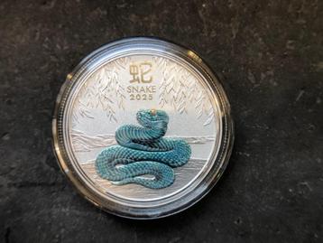 2025 Aus Lunar III - Snake - 1/2 oz silver color gekleurd beschikbaar voor biedingen