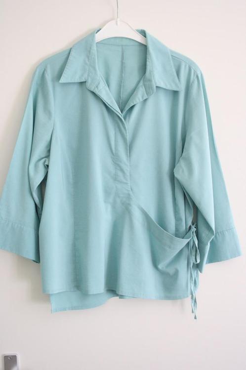 Turquoise katoenen overslagblouse in maat 46, Kleding | Dames, Blouses en Tunieken, Gedragen, Maat 46/48 (XL) of groter, Blauw