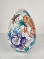 Groot ei bloemen vogels, cloisonné, China, midden 20e eeuw, Ophalen of Verzenden, Koper