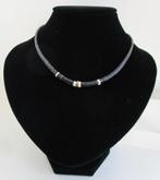 Kett. KT22: Mooie Zwarte Schelp ketting-45cm.-met Wit, Verzenden, Nieuw, Zwart, Steen of Mineraal