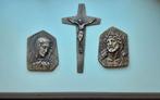 Mater Dolorosa- en Christus afbeelding en bronzen kruisje, Ophalen of Verzenden, Brons