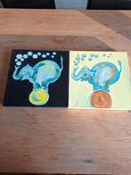 Zelf geschilderd kunstwerken olifant op canvas, Ophalen of Verzenden