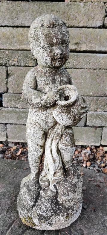 Tuin ornament, waterspuwer, beton met gipspaagje H44cm beschikbaar voor biedingen