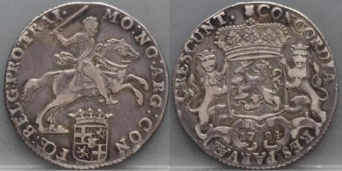 Nette 1/2 zilveren rijder 1784 - 1/2 dukaton 1784 Utrecht, Postzegels en Munten, Munten | Nederland, Losse munt, Overige waardes