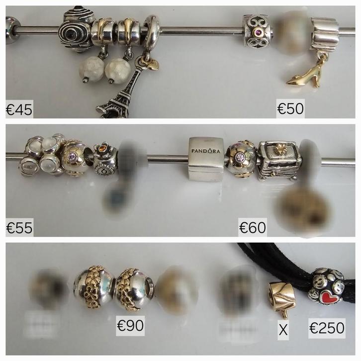 Luxe/zeldzame Pandora bedels zilver/met goud/diamant/saffier, Sieraden, Tassen en Uiterlijk, Bedels, Zo goed als nieuw, Pandora