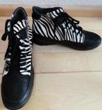 Wolky enkel laarzen maat 38 zwart leer en harige zebra print, Wolky, Verzenden, Zwart, Lage of Enkellaarzen