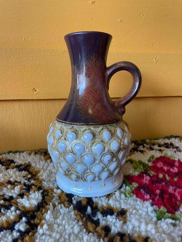 Prachtige vintage jaren 70 bruin beige west germany vaas beschikbaar voor biedingen