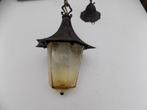 Hanglamp klassieke hanglantaarn antiek brocante metaal  Klas, Ophalen of Verzenden, Gebruikt, Glas, Minder dan 50 cm