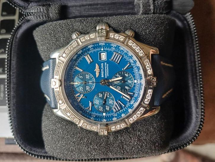 Breitling Crosswind, Sieraden, Tassen en Uiterlijk, Horloges | Heren, Zo goed als nieuw, Polshorloge, Breitling, Staal, Leer, Ophalen