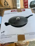 Swiss Pro+ Wokpan met Deksel - 32cm Aluminium, Inductieplaat, Ophalen of Verzenden, Wok, Nieuw