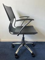bureaustoel chroom zwart leer, Ophalen, Gebruikt, Zwart, Bureaustoel
