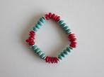 armbandje turquoise en koraal look kralen, Sieraden, Tassen en Uiterlijk, Armbanden, Overige materialen, Overige kleuren, Ophalen of Verzenden