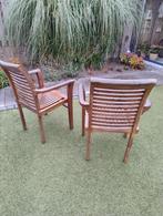 4 Teak Houten Tuinstoelen, Tuin en Terras, Tuinstoelen, Ophalen, Gebruikt, Teakhout