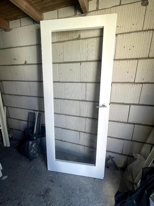 Binnendeur opdek met glazen ruit, Doe-het-zelf en Verbouw, Deuren en Horren, Zo goed als nieuw, Binnendeur, 200 tot 215 cm, 80 tot 100 cm