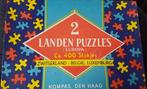 Vintage schoolpuzzel 2 landen puzzels Zwitserland - België, Ophalen of Verzenden, Minder dan 500 stukjes, Gebruikt, Legpuzzel