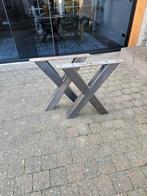 2x Stalen X-poot tafel, Ophalen, Rond, 50 tot 100 cm, 50 tot 100 cm