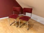 Set van 2 Rode Tubax sledestoelen met chromen frame, Huis en Inrichting, Stoelen, Ophalen, Gebruikt, Twee, Gispen