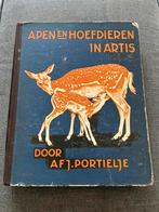 Apen en hoefdieren in Artis AFJ. Portielje plaatjes 1940, Ophalen of Verzenden, Gelezen, Prentenboek