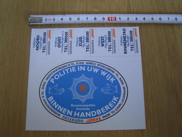 sticker Politie in uw wijk Gemeente Politie Enschede  ARKE *, Verzamelen, Stickers, Zo goed als nieuw, Bedrijf of Vereniging, Ophalen