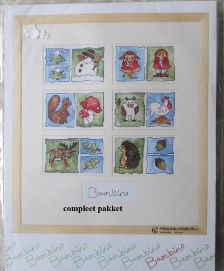 Borduren,Kruissteek,Bambino,Thea Gouverneur,borduurpakket., Hobby en Vrije tijd, Borduren en Borduurmachines, Zo goed als nieuw