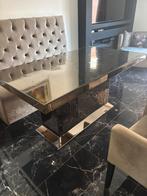 Eettafel brons spiegelglas, zie beschrijving, Huis en Inrichting, Tafels | Eettafels, Ophalen, 50 tot 100 cm, Zo goed als nieuw