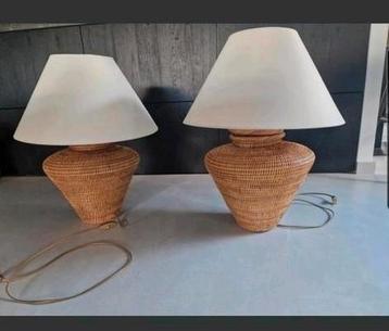 Birma tafellamp met kap 2x, Bali, Ibiza, stoer Rattan beschikbaar voor biedingen