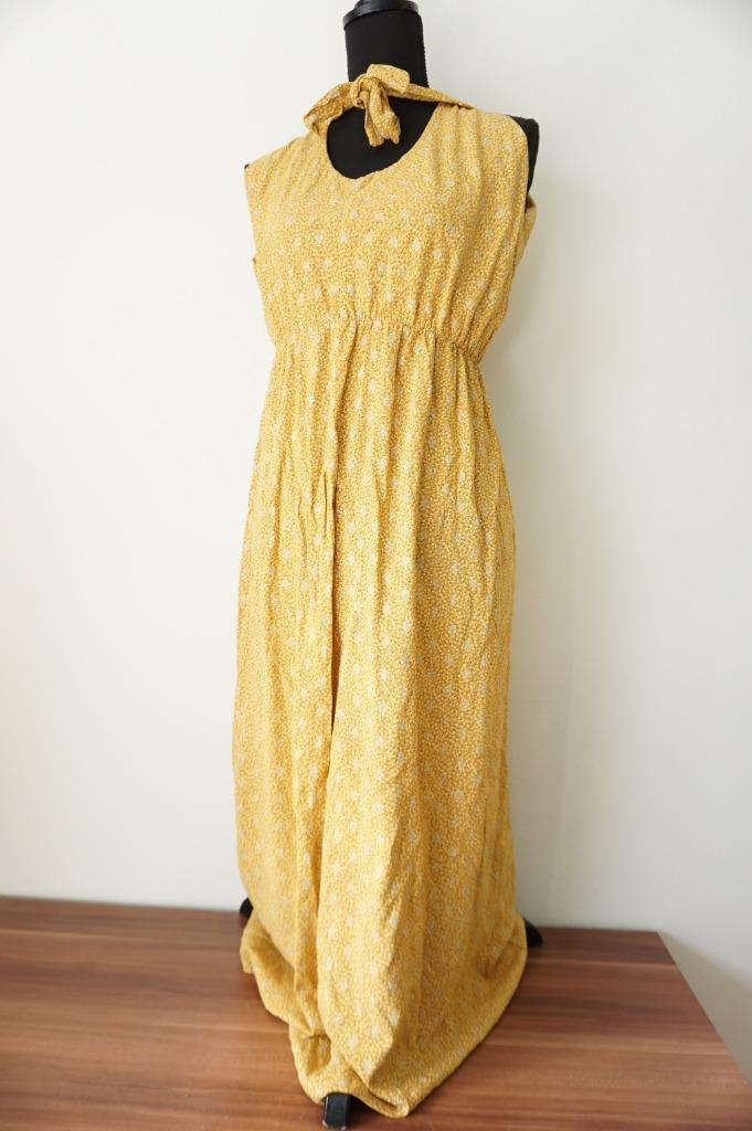 MADE IN ITALY Nieuwe Zomerse Jurk Geel met Bloempjes XS, Kleding | Dames, Jurken, Nieuw, Maat 34 (XS) of kleiner, Geel, Onder de knie
