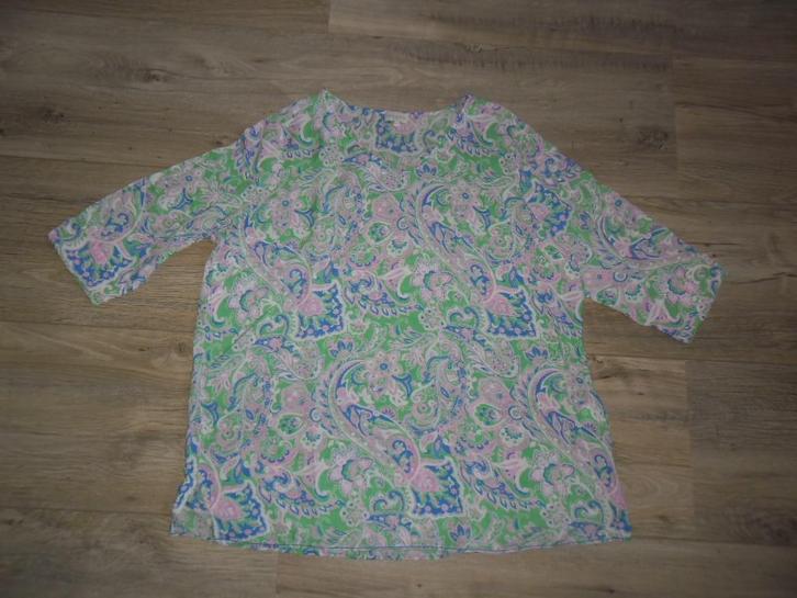 Milano Italy Groen/Roze/Blauw Tuniek Met Print Maat 46, Kleding | Dames, Blouses en Tunieken, Zo goed als nieuw, Maat 46/48 (XL) of groter