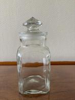 Antieke glazen snoeppot / voorraadpot met deksel. 30 cm., Ophalen of Verzenden