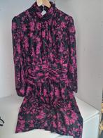Flamant Rose Thea Jurk Zwart/Roze Bloemenprint, Kleding | Dames, Jurken, Maat 42/44 (L), Nieuw, Knielengte, Roze