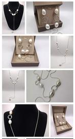 Zilveren halsketting met echte zoetwaterparels. Kerstcadeau., Ophalen of Verzenden, Nieuw, Zilver, Zilver