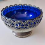 Antiek blauw glazen schaaltje, Ophalen of Verzenden