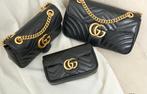 Zwarte Gucci Marmont Tas, Sieraden, Tassen en Uiterlijk, Tassen | Damestassen, Verzenden, Zo goed als nieuw, Zwart, Handtas
