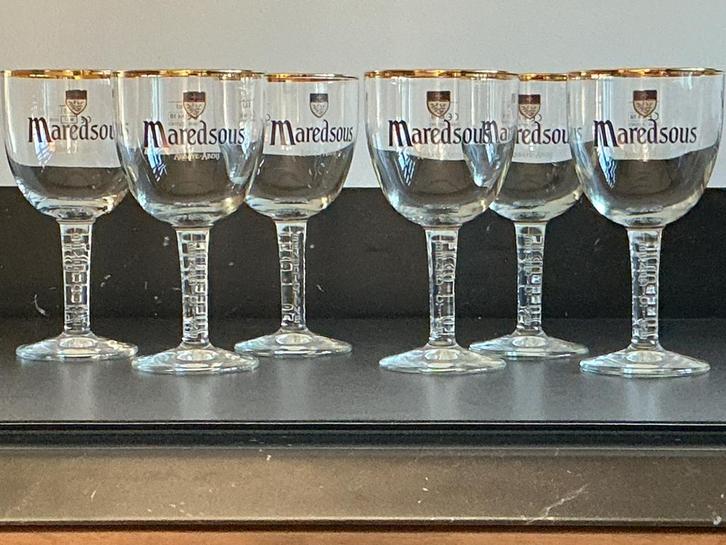 6 aparte Maredsous bierglazen, Verzamelen, Biermerken, Ophalen of Verzenden