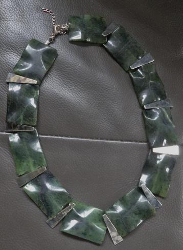 DESIGN COLLIER * JADE MET ZILVER * TOP STUK * Unica * beschikbaar voor biedingen