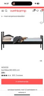 Zwart bed: WOOOD - bed mees 90x200, Ophalen, 90 cm, Eenpersoons, Zwart