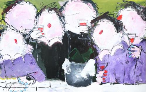 Champagne! - Gerdine Duijssens, Antiek en Kunst, Kunst | Schilderijen | Abstract, Ophalen