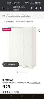 Ikea kleppstad wardrobe 3 doors, Gebruikt, 100 tot 150 cm, 75 cm of meer, Ophalen of Verzenden