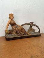 Antiek, art deco schouwbeeld, vintage gipsen Arnova beeld, Antiek en Kunst, Curiosa en Brocante, Ophalen