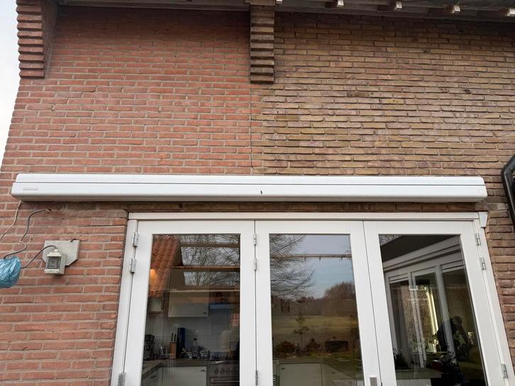 Brustor zonnescherm 3.5m breed - knikarmscherm, Tuin en Terras, Zonneschermen, Gebruikt, Knikarmscherm, 150 tot 300 cm, 250 cm tot 450 cm