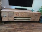 Tv kast 50x160x50cm, hardhout, stalen poot, Huis en Inrichting, Ophalen, Gebruikt, 50 tot 100 cm, Minder dan 100 cm