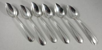 6 zilveren biedermeier koffielepels Rondfilet beschikbaar voor biedingen