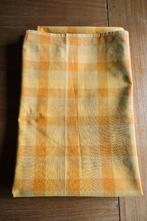 oranje geel geblokt retro tafelkleed van katoen, Huis en Inrichting, Tafelkleden, Ophalen of Verzenden, Gebruikt, Rechthoek, Binnen