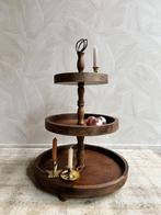 Donkerbruine houten etagere XL, Ophalen, -, -, Zo goed als nieuw