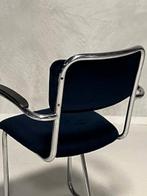 Vintage eetkamerstoel sledestoel buisframestoel donkerblauw, Metaal, Gebruikt, Blauw, Vintage