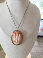 Antieke prachtige schelp camee 3 gratiën., Sieraden, Tassen en Uiterlijk, Antieke sieraden, Verzenden, Overige materialen, Ketting