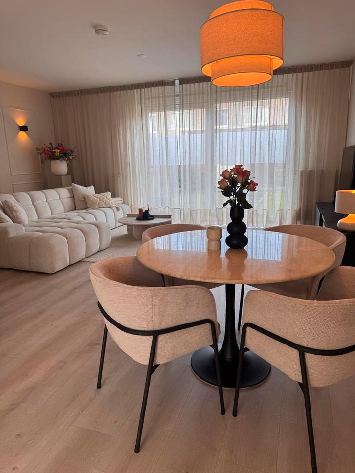 Travertin Eettafel - Ø 110cm, Huis en Inrichting, Tafels | Eettafels, Zo goed als nieuw, 100 tot 150 cm, 50 tot 100 cm, Vier personen