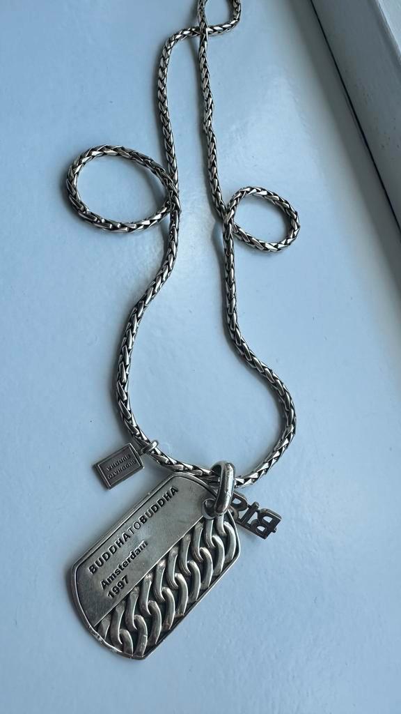 Buddha to Buddha ketting met Army Tag hanger, Sieraden, Tassen en Uiterlijk, Kettingen, Zo goed als nieuw, Zilver, Ophalen of Verzenden