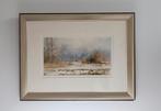 Originele aquarel van Pieter van Hoof – winterlandschap, Ophalen of Verzenden