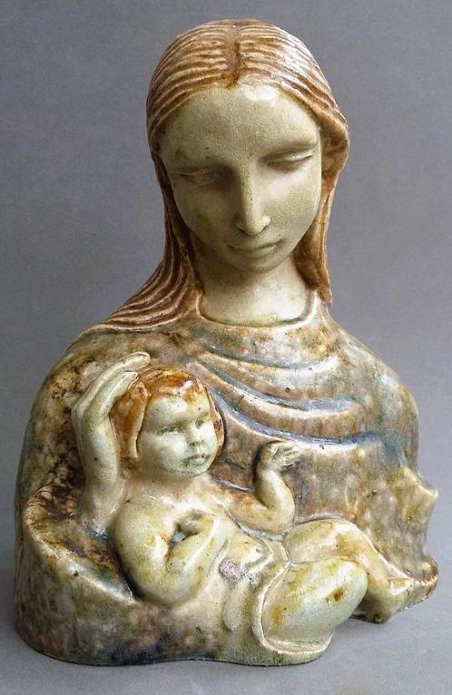 Jaar 1948 Maria Madonna Kind Buste Beeld Sculptuur Beesel, Antiek en Kunst, Antiek | Religie, Ophalen of Verzenden